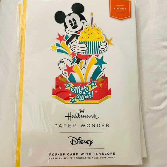 Hallmark Disney Mickey Mouse Pop Up Birthday Card Paper Wonder 3D “Make a Wish” - Picture 3 of 4